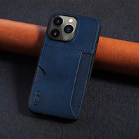 Luxury Leather Credit Card Holder Case for iPhone 14 13 12 series