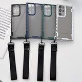 Luxury Carbon Fiber Wrist Strap Lanyard Case for Samsung Galaxy S22 S21 Plus Ultra