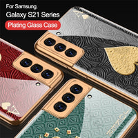 Luxury Plating Glass Soft Edge Camera Protection Case For Samsung Galaxy S21 Plus Ultra 5G