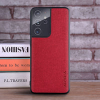 Luxury Textile Leather Skin Soft TPU Hard Cover for Samsung S21 Series