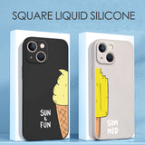 Ice Cream Cute Pattern Liquid Silicone Case for iPhone 13 12 11 Pro Max Mini