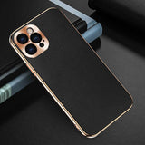 Genuine Leather Plating CD Pattern Case For iPhone 12 Series
