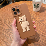 Cute Bear Case for iPhone 13 12 11 Pro Max Mini