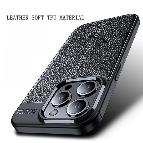 TPU Leather Lens Protection Shockproof Case For iPhone 15 14 13 12 series