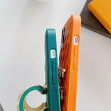 Ring Holder Stand TPU Leather Shockproof Case For iPhone 13 12 11 Pro Max Mini