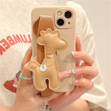 Cute 3D Giraffe Wrist Stand Crossbody Case for iPhone 13 12 11 Pro Max