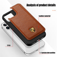 Ultra Thin Genuine Cowhide Leather Luxury Business Case for iPhone 13 12 Pro Max Mini