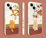 Climbing Cats Cute Funny Liquid Silicone Soft Case For iPhone 14 13 12 series