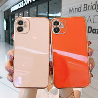 Bling Gold Soft Slim Cover Square Frame Plating Protection Case For iPhone 11 Series