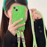 Double Chain Crossbody Lanyard Leather Back Case for iPhone 13 12 11 Pro Max