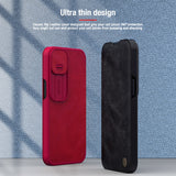 Slide Camera Lens Protector Vintage Qin Flip Wallet PU Leather Case For iPhone 13 Series