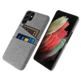 Dual Card Fabric Cloth Case for S22 S21 S20 Ultra Plus FE