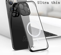 MagSafe Acrylic Full Camera Lens Protection Rimless Borderless Matte Case For iPhone 15 series