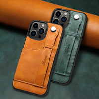 PU Leather Wallet Flip Case with Wrist Strap for iPhone 14 series