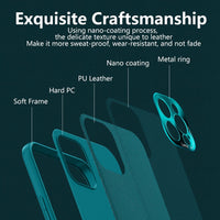 Luxury PU Leather Metal Lens Protector Phone Case For iPhone 12 11 Pro Max