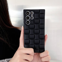 3D Cube Grid Matte Silicone Case For Samsung Galaxy S22 S21 Ultra Plus