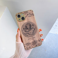 3D Relief Plating Frame Classic Wood Grain Case for iPhone 13 12 11 Series