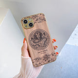 3D Relief Plating Frame Classic Wood Grain Case for iPhone 13 12 11 Series