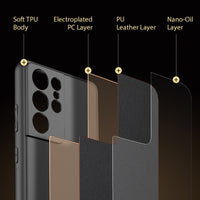 Premium Genuine PU Leather & TPU Bumper Case For Samsung S21 Ultra 5G