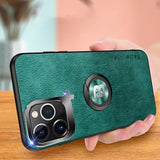 Car Magnetic Bracket High-quality Luxury Leather Case With Finger Ring For iPhone 11 Series