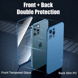Front Tempered Glass Hard Back Case for iPhone 13 12 11 Pro Max
