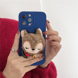 Winter Plush Cartoon Elk Doll Bowknot Soft Silicone Candy Color Case For iPhone 13 12 11 Series