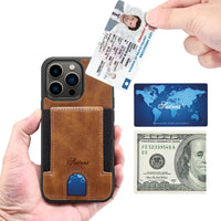 Handmade Retro PU Leather Wallet Back Case with Elastic Card Holder for iPhone 13 12 11 series