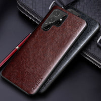Luxury Solid Color PU Leather Case for Samsung Galaxy S22 Ultra Plus