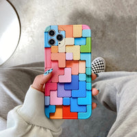 Fashion Creative 3D Colorful Block Phone Case For iPhone 12 11 Series