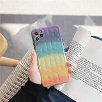 Luxury Square Gradient Rainbow Building Blocks Waterproof Case for IPhone 11 Series