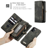 Detachable 2 in 1 Zipper Credit Card Leather Case For iPhone 12 11 Series