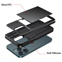Armor Slide Card Slot Shockproof Case For iPhone 13 12 11 Series