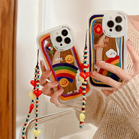 Cute Makeup Mirror Rainbow Flowers Bracelet Phone Case For iPhone 13 12 11 Pro Max