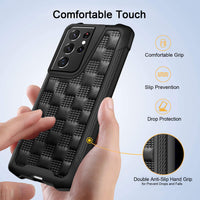 PU Leather Vanpi Double Anti Slip Hand Grip Case for Galaxy S21 Series