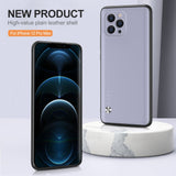 Luxury Leather Texture Round Frame Camera Protection Case on For iPhone 12 11 Series