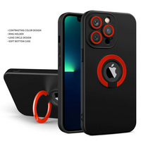 Contrast Ring Holder Armor Silicone Case For iPhone 14 13 12 series