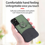 Luxury Shockproof Car Magnetic Ring Holder Canvas Cloth Phone Case For Samsung S21 Series