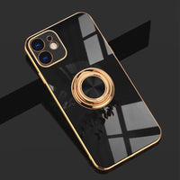 Square Bumper Plating Cover With Ring Holder Soft Silicone Case For iPhone 12 11 Series