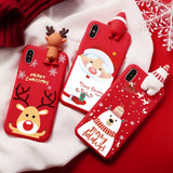 Merry Christmas Santa Claus Deer Doll Silicon Case For iPhone 11 12 Series