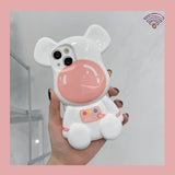 Cute Cartoon 3D Astronaut Bear Camera Protection Case for iPhone 13 12 11 Pro Max