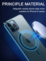 Transparent Magnetic Wireless Electroplating Frame Fine Hole Silicone Phone Case For iPhone 13 12 11 Mini Pro Max