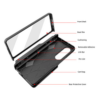 S Pen Holder Glass Film Hard PC Leather Wallet Card Holder Case with Hinge Protection For Samsung Galaxy Z Fold 4