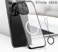 MagSafe Acrylic Full Camera Lens Protection Rimless Borderless Matte Case For iPhone 15 series