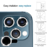 3Pcs Diamond Tempered Glass Camera Lens Protector For iPhone 12 11 Series