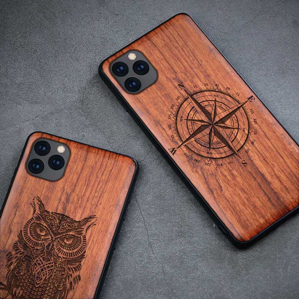 All-inclusive Emboss Solid Wood Carving Protective Cover Case For iPhone 12 Pro Max 3