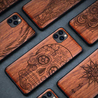 All-inclusive Emboss Solid Wood Carving Protective Cover Case For iPhone 12 Mini