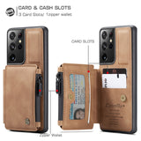 Zipper Wallet Card Cover Flip Leather Case For Samsung Galaxy S21 S20 Note 20 Series