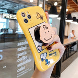Arc Dog Cute Charlie Brown Ring Kick Stand Soft Silicone Cartoon Case For iPhone 12 Series