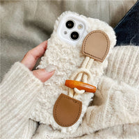 Autumn and Winter Plush Horn Buckle Phone Case for iPhone 13 Series