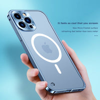 Clear Magsafe Magnetic Case Aluminum Alloy Protection Bar for iPhone 13 12 series